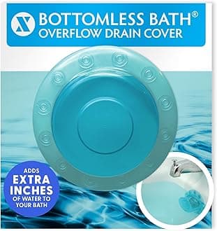 Bottomless Bath, Essential Overflow Drain Cover for Bathtub, Best Bath Accessories for Women, Adds Inches of Water to Your Tub for Deeper Soak, 4" Diameter, Aqua