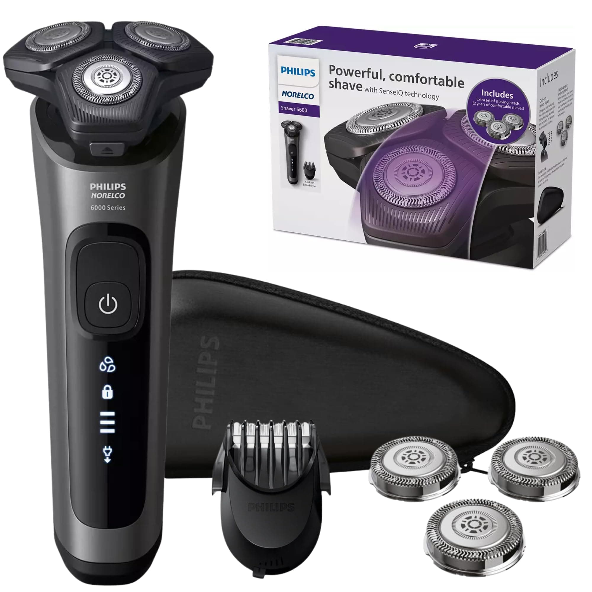 PHILIPS Shavers for Men, Rechargeable Wet/Dry With SenseIQ Technology, Cordless Razors With Pop-up Trimmer, Travel Case