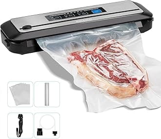 Inkbird Vacuum Sealer Machine with Starter Kit Automatic PowerVac Air Sealing Machine for Food Preservation Dry & Moist Sealing Modes Built-in Cutter Easy Cleaning Storage EU Plug 220V