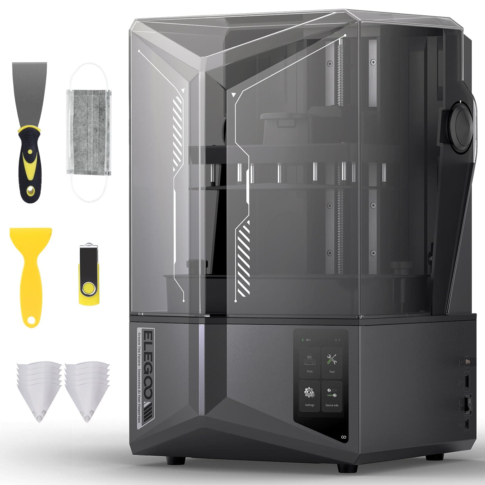 Saturn 4 Ultra Resin 3D Printer, 10-Inch 12K Mono LCD, WiFi-Transfer, Intelligent Detection,150mm/h High Speed Printing, Smart Automatic Levelling, Large Printing Size 218.88x122.88x220 mm³