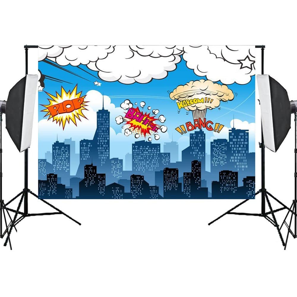 Superhero Backdrops Background Photo Studio Backdrop Vinyl Backdrop for Photography Video Birthday Party 5x7ft
