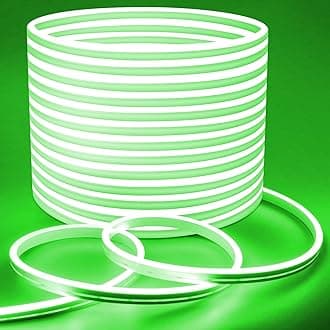 Lamomo LED Strip Lights, 32.8Ft Green Neon Led Rope Lights, 0.65in/Cut DIY Flexible Silicone Waterproof 24V Led Light Strip for Bedroom,Indoor, Living Room, Kitchen（Power Adapter not Included）