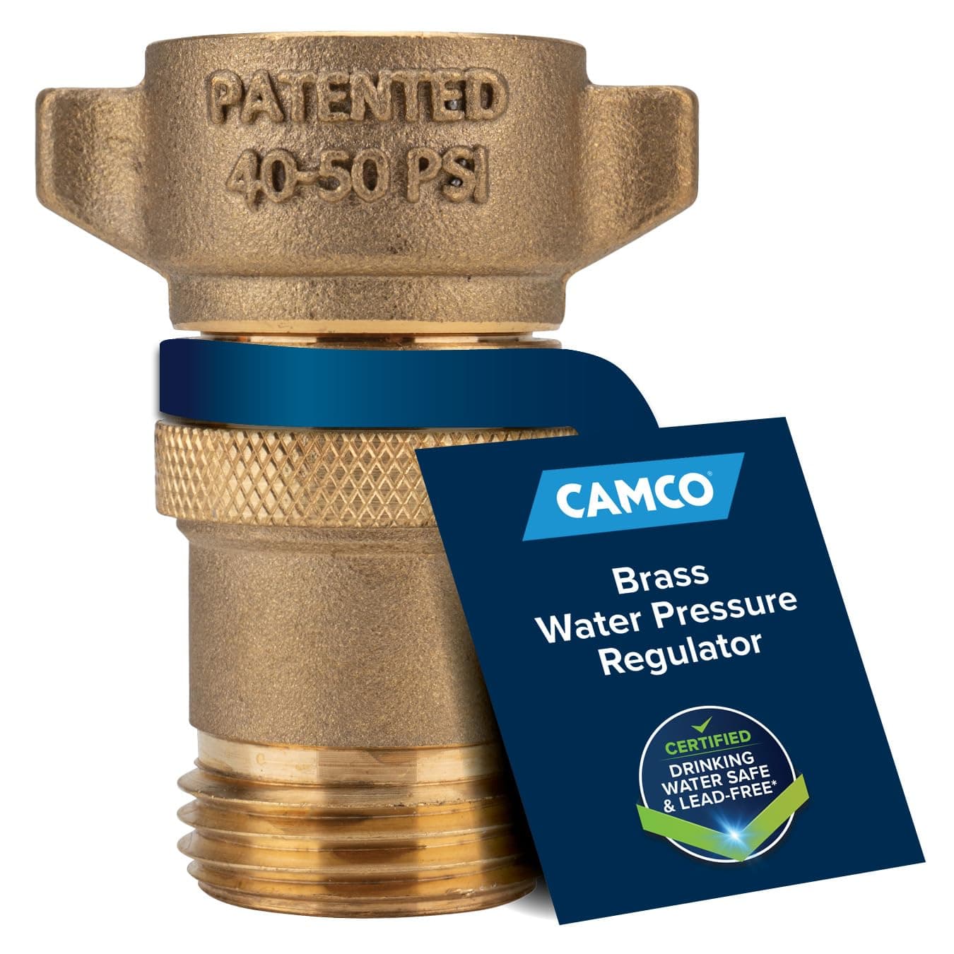 Camco (40055 RV Brass Inline Water Pressure Regulator- Helps Protect RV Plumbing and Hoses from High-Pressure City Water