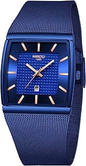 NIBOSI Men Watches Square Analog Quartz Stainless Steel Watches for Men Mesh Strap Waterproof Business Military Sport Wrist Watch with Date