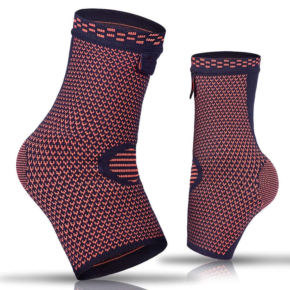 Upfist Ankle Brace Compression Sleeves for Joint Pain, Heel Spurs, Achilles tendon, Plantar Fasciitis, Foot Socks with Arch Support for Injury Recovery Swelling Relief Pair