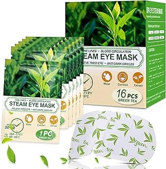 ProCIV16 Packs Steam Eye Masks for Dry Eyes, Green Tea Warm Eye Mask, Relief Eye Fatigue Hot Sleep Mask for Puffy Eyes Mask, Disposable Moist Heating Compress Pads for Sleeping, Self Heated Eye Mask