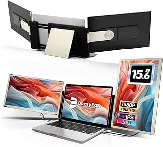 domyfan 15.6" Laptop Screen Extender, 120% sRGB FHD 1080P IPS Triple Portable Laptop Monitor Extender with Hub USB HDMI Plug-Play for Mac, Windows, Chrome, Android, Fits All Laptops