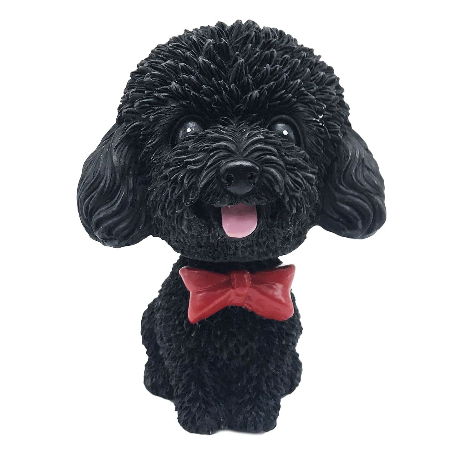 IBWell Mini Bobbing-Head Dog for Car Dash Board Decor,Dashboard Doggy Puppy Teddy Toy with Adhesive Tab（Poodle） (Black)