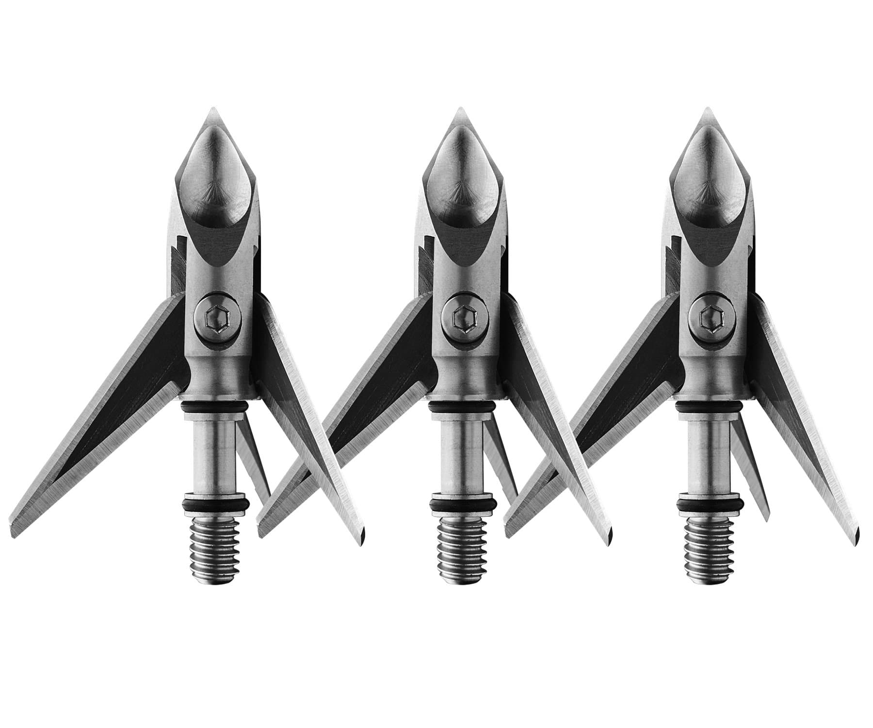 Hydroshock Pivoting Broadheads | 3 Pack | 100 Grain Screw-In Cross Bow Hydroshock-X Pivoting Broadhead, Cross Bow Arrow Heads, Bow Hunting Accessories, 0.032”, Stainless Steel
