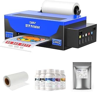 DSV DTF Printer A3 Roll L1800 Transfer Printing Machine,High-Speed Print for Different Fabrics,13”Max Print Width,White Ink Circulation Automatic Cleaning System,2 Years Ink Supply (Printer)