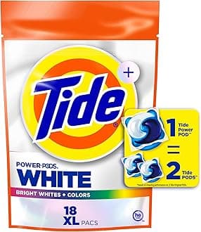 Tide Power PODS White Laundry Detergent Pacs, 18 Count, Brilliant Whitening + Color Protect