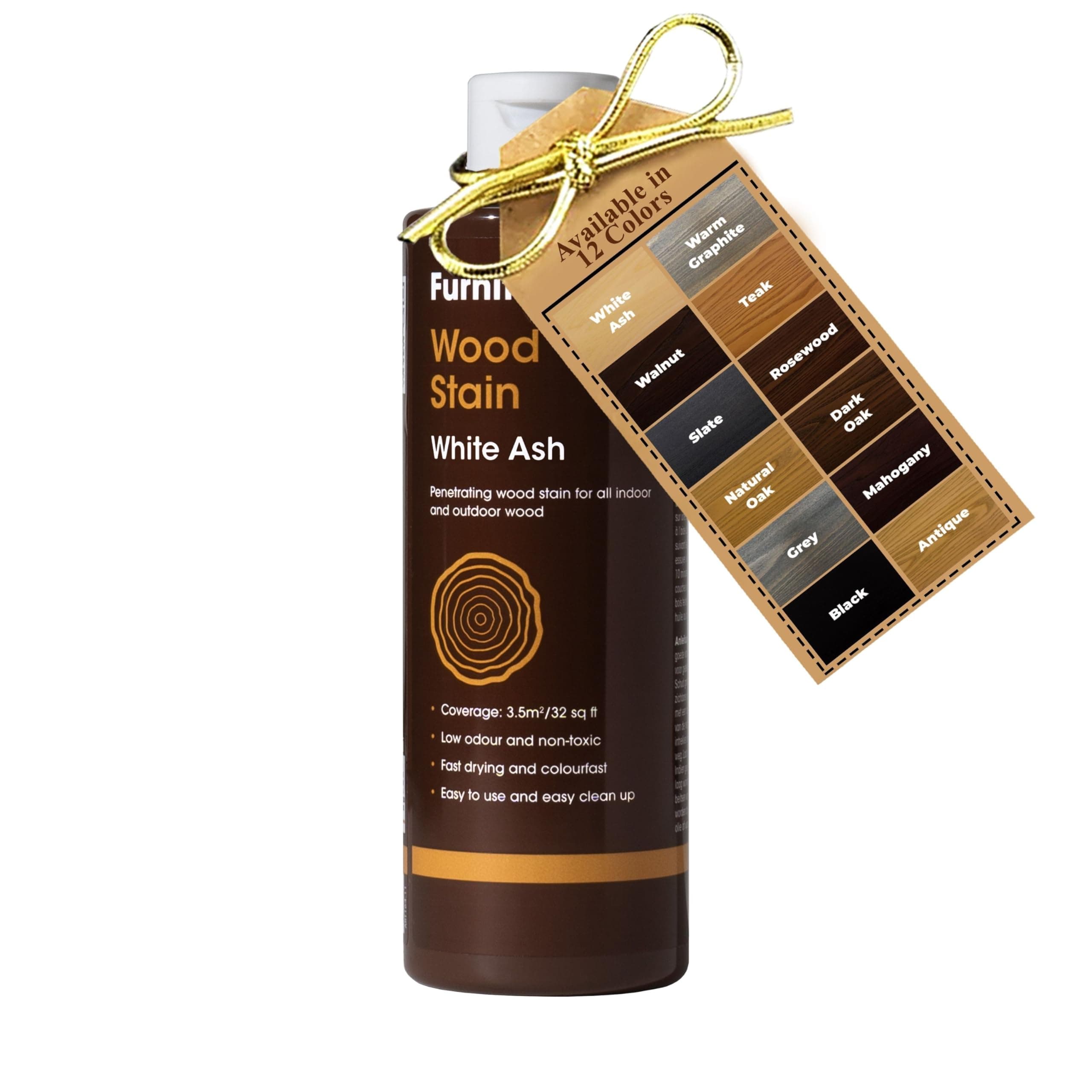 Wood Stain (White Ash) – Fast Drying, Highly Concentrated, and Easy-to-Apply Wood Stain for All Indoor & Outdoor Wood – Water Based & Non-Toxic – 250ml