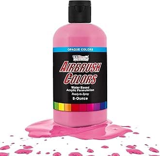 Opaque Pure Pink Acrylic Special Effects Airbrush Paint - 8oz Ready to Spray Air Brush Paint for Nails, Models, Fabric - Water-Based Air Brush Painting