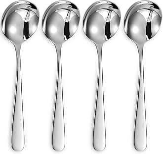 KEAWELL Premium 4-Piece 7" Louise Soup Spoons, 18/10 Stainless Steel, Dishwasher Safe