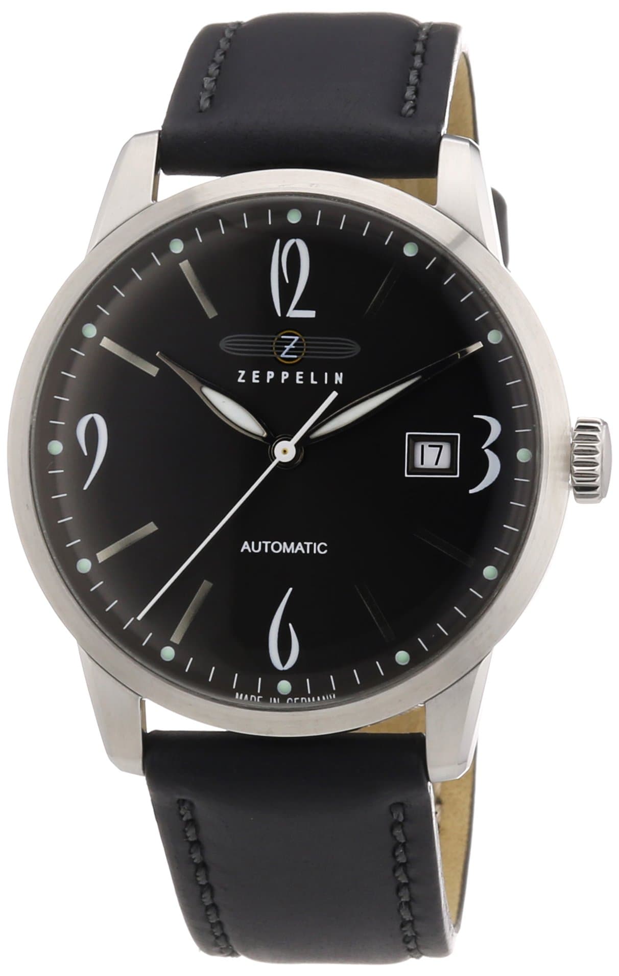 Zeppelin Flatline Mens Analog Automatic Watch with Leather Bracelet 7350-2