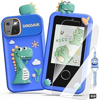 Kids Smart Phone Toys for Boys,Dinosaurs Gift Toys for Boys Ages 3-9 Christmas Birthday Gifts Mini Smart Phone Toys With 2.8" Touchscreen 16 Learning Games Dual Camera Music Player, 8G SD Card
