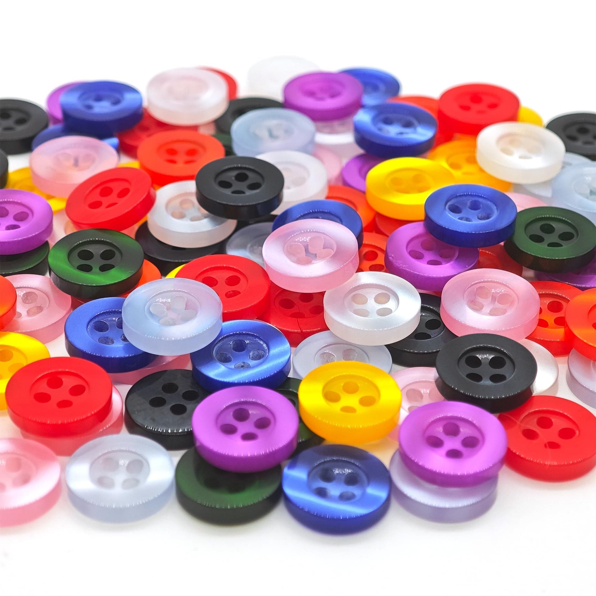 100-Pcs 11.5mm Resin Sewing Shirt Buttons | Bulk Assorted Colorful Buttons for Sewing Crafts Clothes Decorations (10 Colors, 10 Pcs/Color)