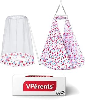 VParents Preemie Baby Swing Cradle with Mosquito Net and Spring (Pink)