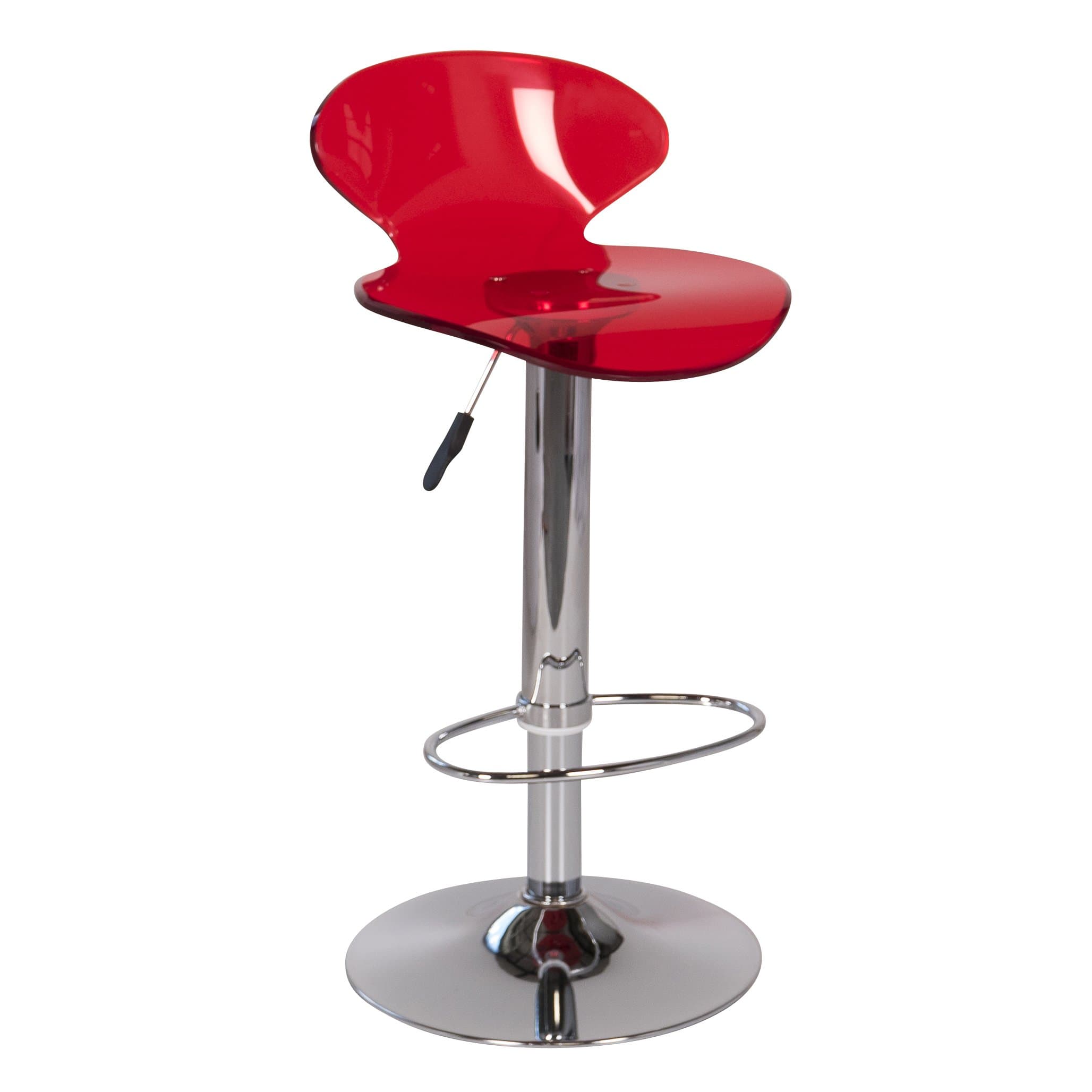 Transparent Lucite Swivel Bar/Counter Stool, Cherry Red