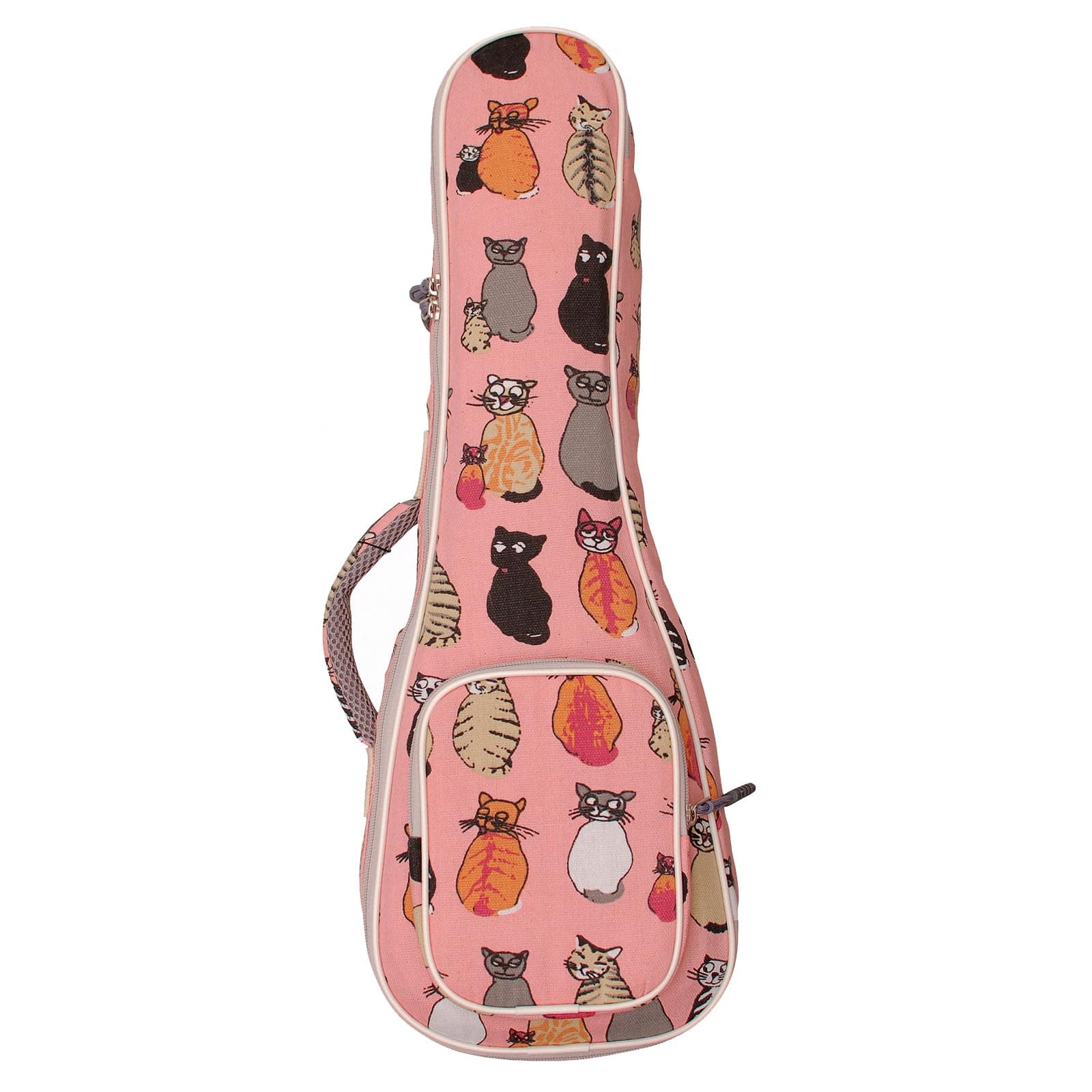 MUSIC FIRST Canvas MISS CAT ukulele case ukulele bag, Double Shoulder Straps, Original Design (Fit for 23~24 inch Concert Ukulele, Double Shoulder Straps)
