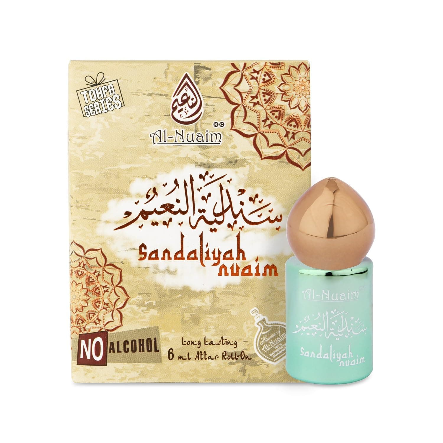 Al-Nuaim Tohfa Series Sandaliyah Nuaim Attar Roll On for Men & Women - 6ml | Alcohol Free Attar | Long Lasting Fragrance