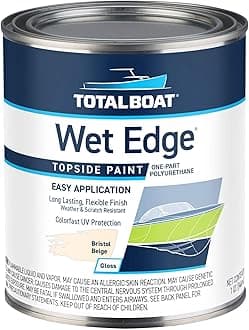 Wet Edge Topside Marine Paint Premium Polyurethane Coating for Boats, RVs, Exterior Trim, Fiberglass, Metal, and Wood (Bristol Beige, Quart)