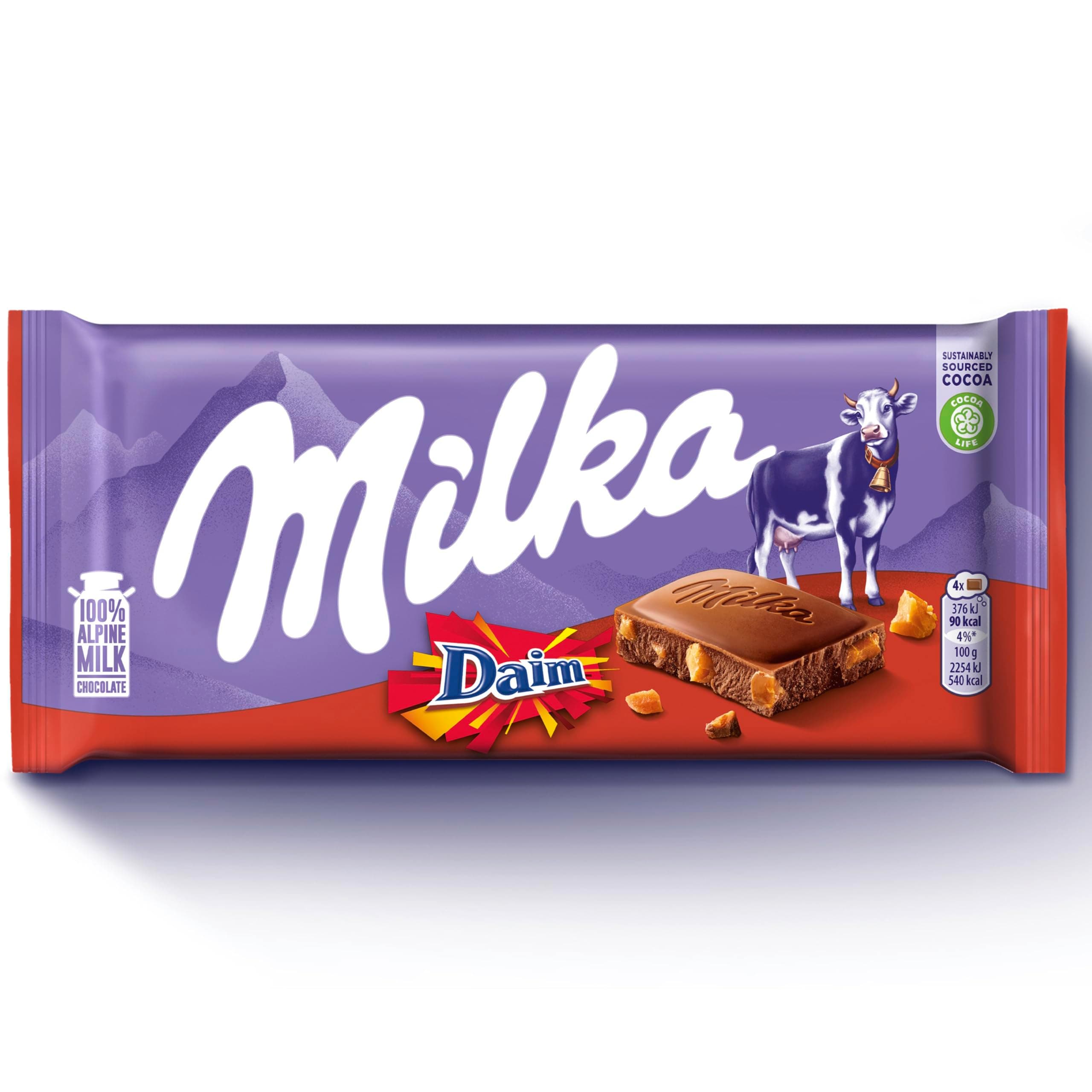 with Daim Chocolate Bar, Alpine Milk Chocolate with Crunchy Daim Pieces, 100g