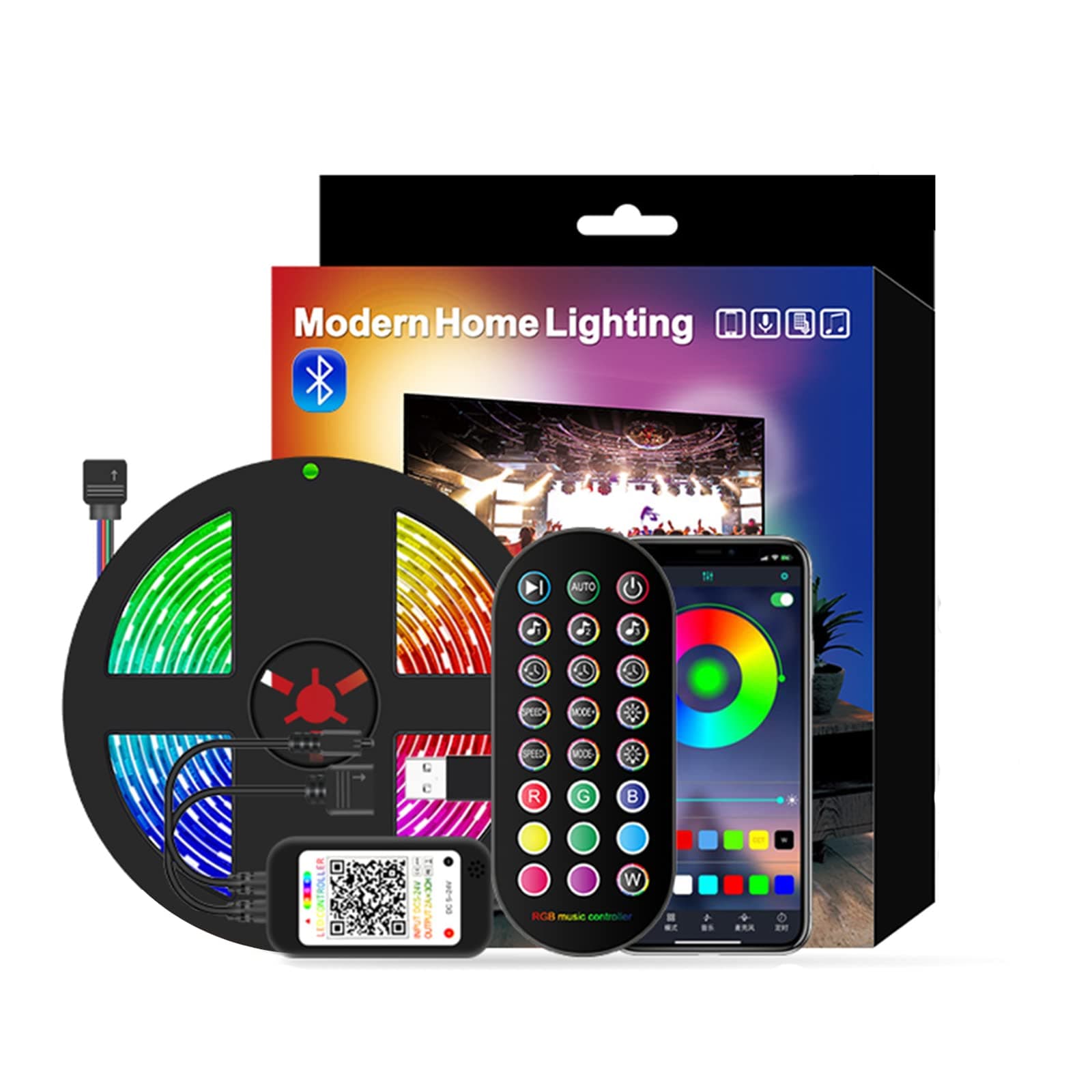 DCJA LED Light Strips RGB Flexible Music Sync Color Changing APP Control Bright 5050 LEDs Tape Lights with Remote for Home Lighting, Kitchen,Bedroom, TV, Ceiling, Cupboard,Bar Decoration 200 INCH