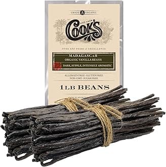 16 oz (1 lb) Organic Madagascar Whole Vanilla Beans, Grade A Vanilla Pods, Premium Vanilla Beans for Making Extract & Baking - Cook’s