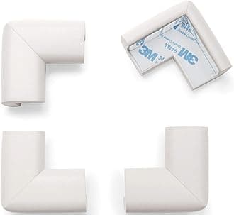 Roving Cove 16-Piece “Safe Corner Cushion” – PRE-TAPED CORNERS; 16-Pack – OYESTER; Premium Childproofing Corner Guard; Child Safety, Home Furniture Safety Bumper, Baby Proof Table Corner Protector
