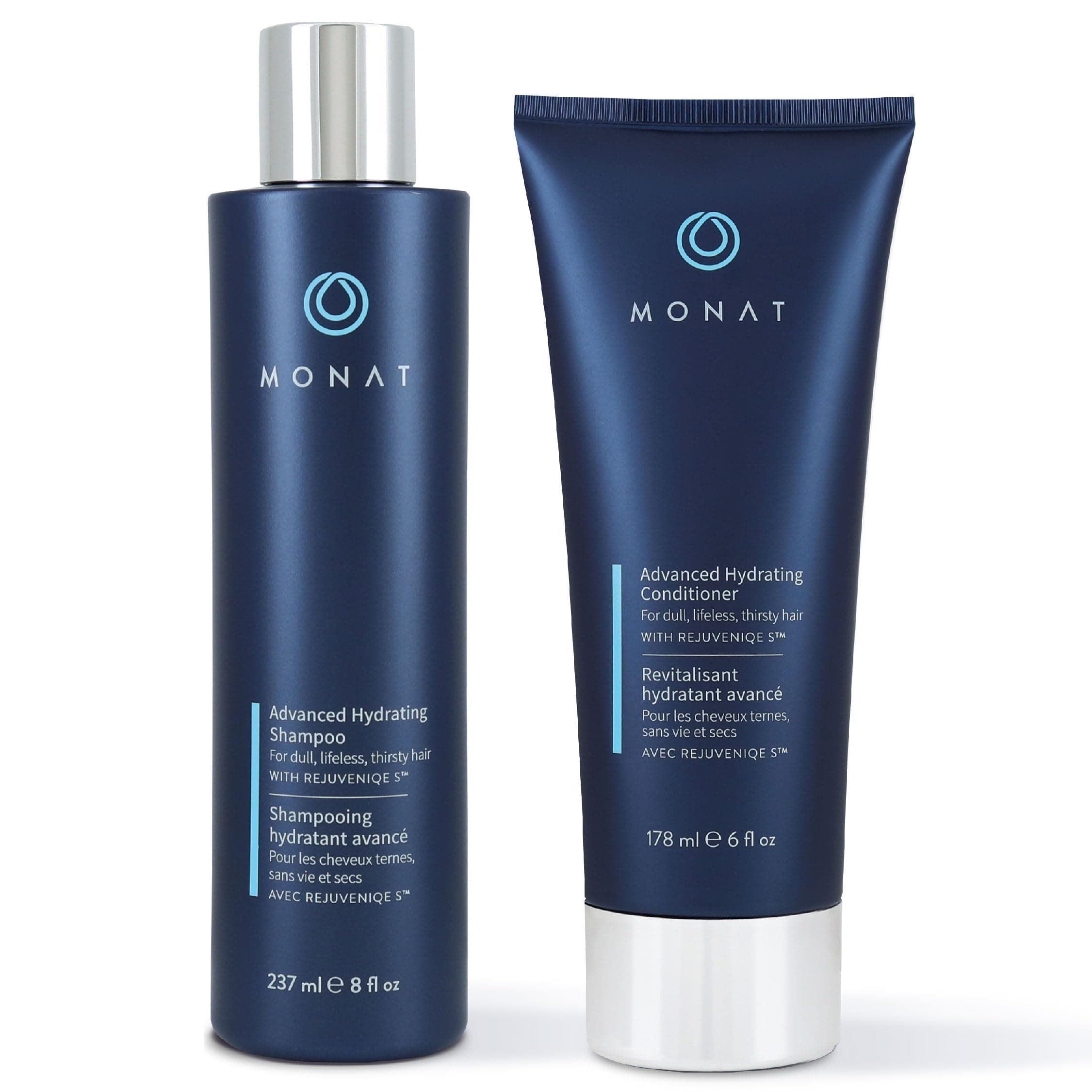 Advanced Hydration Shampoo and Conditioner Set Infused with REJUVENIQE For Dry Fine to Medium Hair - Moisturizes & Strengths - Sulfate-Free, Paraben-Free, Frizz-Reducing - 8 fl. oz. & 6 fl. oz.