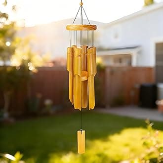 Bamboo Wind Chimes Outdoor, Wooden Wind Chimes for Outside with Melody Deep Tone, Classic Zen Garden Windchime for Relaxation, Grace.Home Décor for Patio, Garden or Indoor