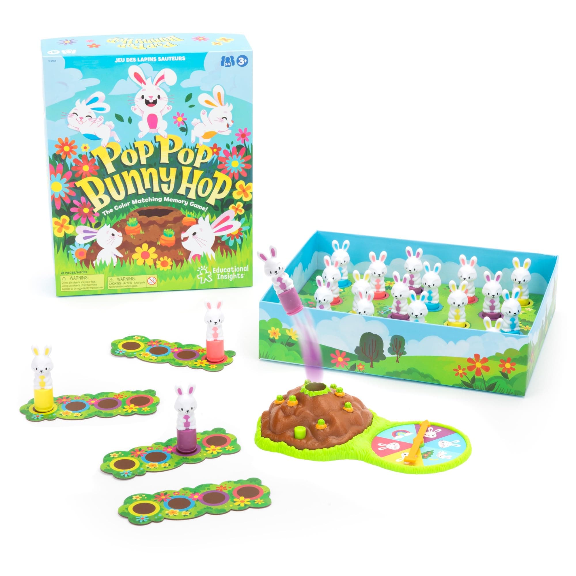 Educational Insights Pop Pop Bunny Hop Memory and Color Matching Preschool Game - Toddler Activities, Bunny Board Games for Ages 3+