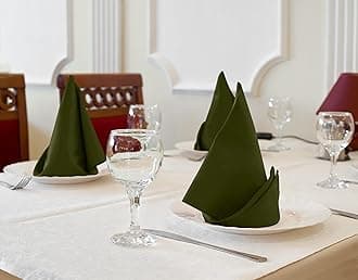 Utopia Kitchen Olive Cloth Napkins [12 Pack, 18x18 Inch] Cotton Blend Washable and Reusable Table Dinner Napkins for Hotel, Lunch, Restaurant, Weddings, Event and Parties