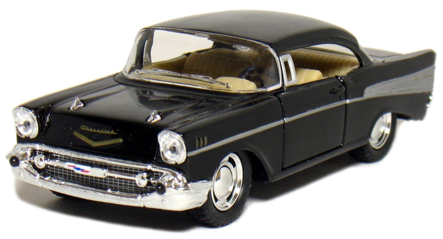KiNSMART 1957 Chevy Bel Air Coupe Black, 1:40 Scale, Die Cast Metal, Black, 5 Inch, Pull Back Action