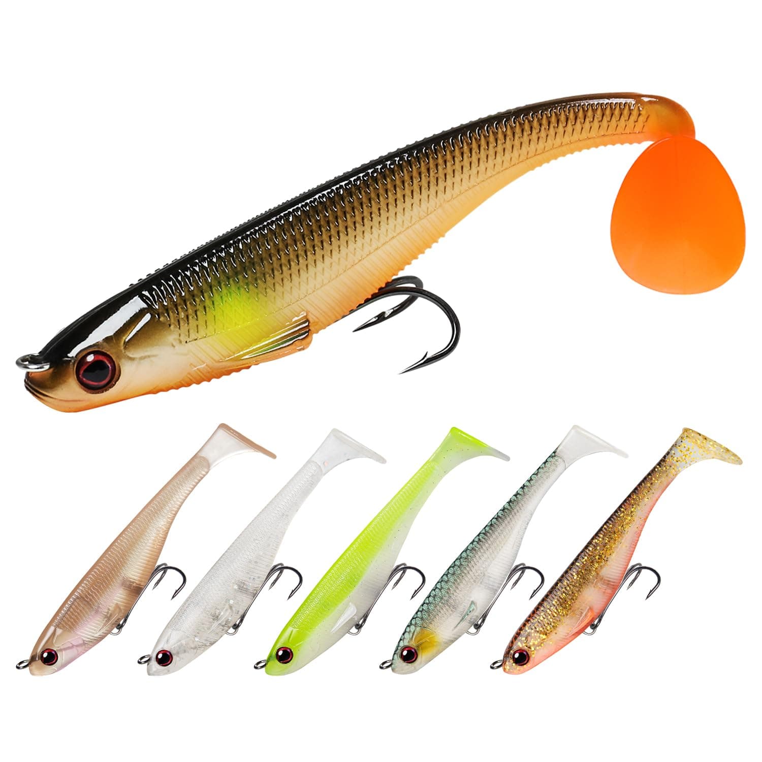 - Easy Catch Pre-Rigged Soft Lures, Unique Vibrating Swim Action and Trembly Sinking Move for More Bites, Amazing Soft Swimbait for Family Fishing, Fishing Lures for Bass Trout Crappie Walleye