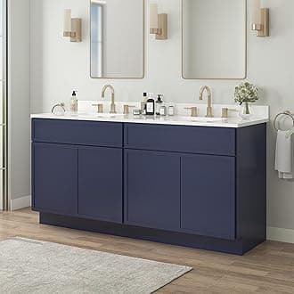 Vanity Art 72 Inch Bathroom Vanity Base Cabinet Double Sink Top (Without Sink), Soft Closing Door, Storage Unassembled Cabinet, Blue, 2ea 36 Inch Cabinet Combo