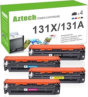 Aztech 4 Pack XXL Replacement for HP 131A 131X CF210X CF211A CF212A CF213A Toner for HP LaserJet Pro 200 color M251n Toner Cartridges HP LaserJet Pro 200 color M251nw HP LaserJet Pro 200 Toner HP LaserJet Pro 200 color MFP M276n M276nw Toner Printer