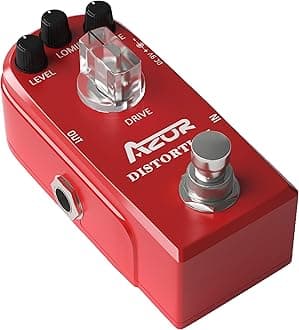 AZOR Vintage Distortion Guitar Effect Pedal with True Bypass Classical Electronic Pedal Aluminium-alloy Red AP-319