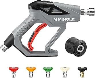 High Pressure Washer Gun with M22 14mm Adapter, Compatible with Kärcher K2, K3, K4, K5, K6, K7 Hoses, Jet Wash Gun Kit for Car Cleaning, 5 Quick Connect Spray Nozzle Tips, 4000 PSI