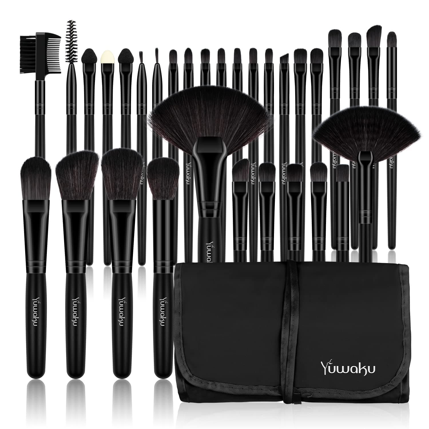 Make Up Brush Set, Professional 32 Piece Makeup Brushes Foundation Powder Cream Eyebrow Eyeliner Blush Concealer Kabuki Brush With Nylon Bag (BLACK)