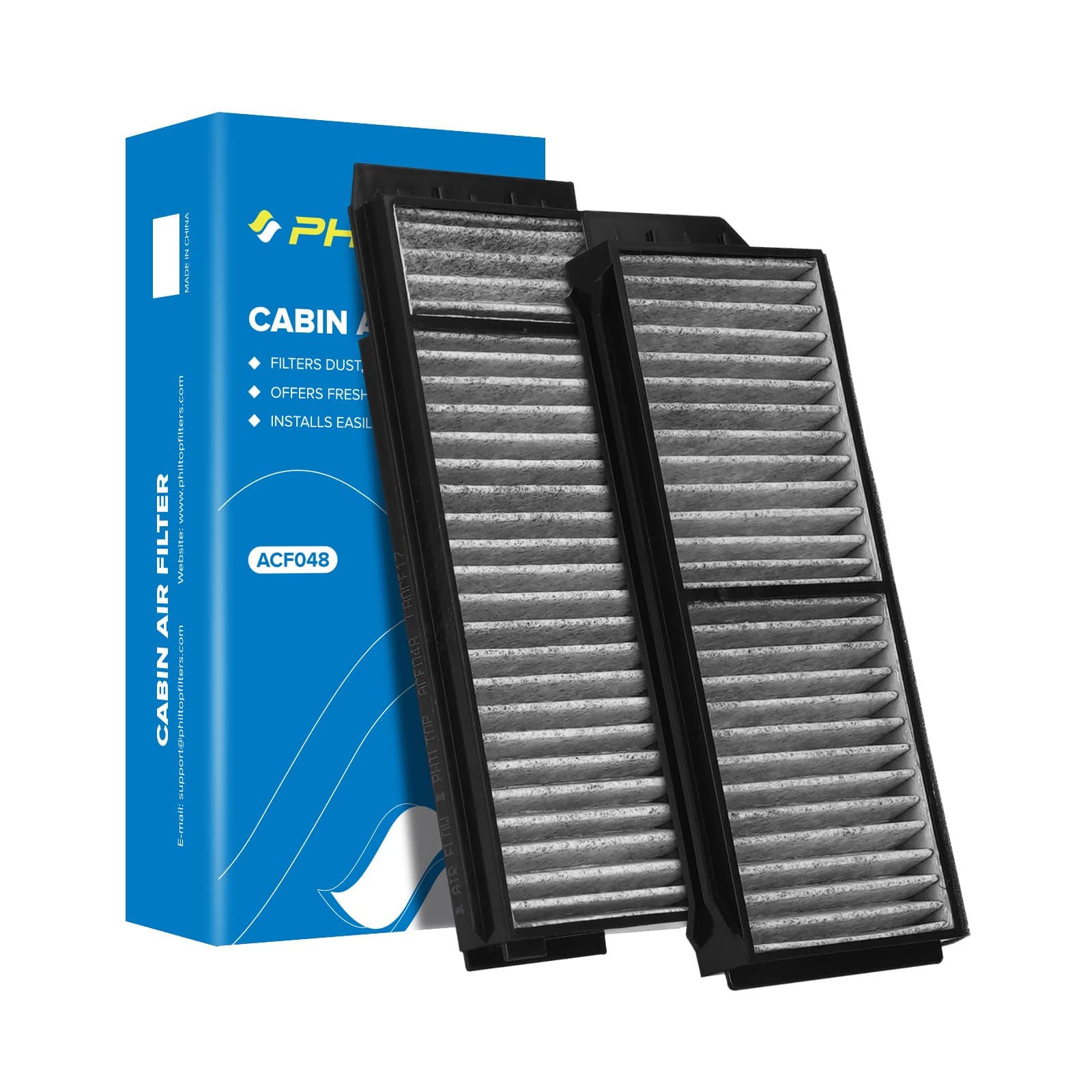 PHILTOP Cabin Air Filter w/Activated Carbon, Compatible with CF10218 Mazda 3 2004-2009, 5 2006-2010 2012-2015, Carbon Filter Up Dust Pollen Odor