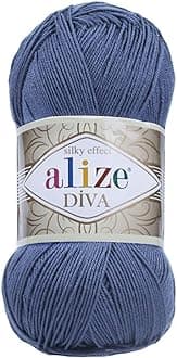 Alize Diva Silk Effect 100% Microfiber Acrylic Yarn 1 Ball skeins 100gr 383yds Color (353 - Indigo)