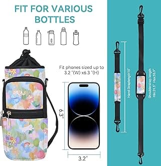 AUPET Water Bottle Sling Bag Sleeve Holder Carrier 25/32/40/64 oz,Insulated Crossbody Water Bottle Case Cover with Strap and Pockets for Men/Women Walking Hiking