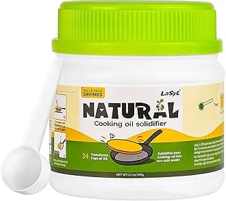 LaSyL Natural Cooking Oil Solidifier Powder, Harden Up to 2.25 Gallon of Fry Oil Away from Mess, 100% Plant-Based Oil Hardener for Disposal, Value Pack 12 Oz