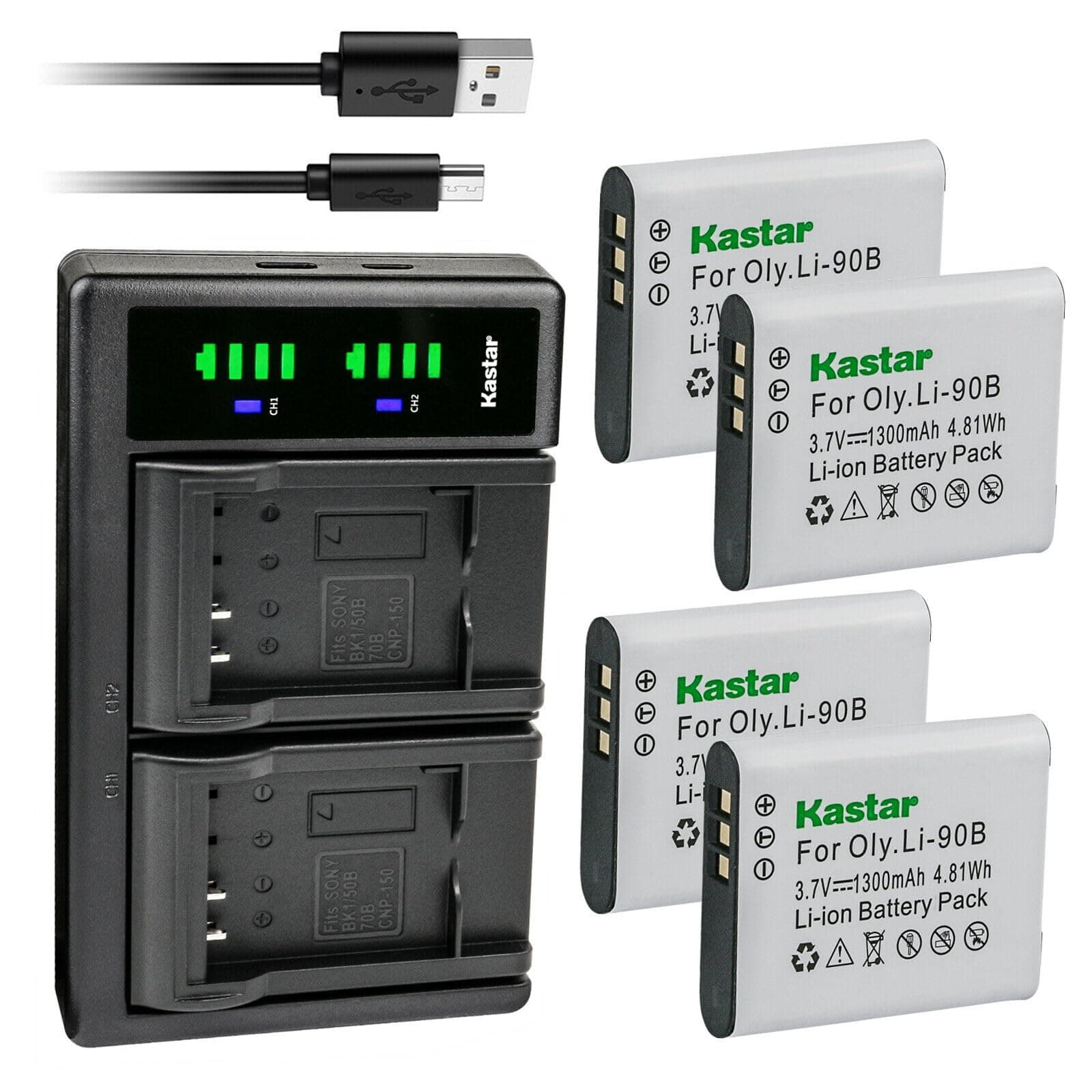 Kastar 4-Pack Battery and LTD2 USB Charger Replacement for Ricoh DB-110 Battery, Ricoh GR III Digital Camera, Ricoh GR IIIx Digital Camera, Ricoh WG-6 Digital Camera, Ricoh G900 Digital Camera