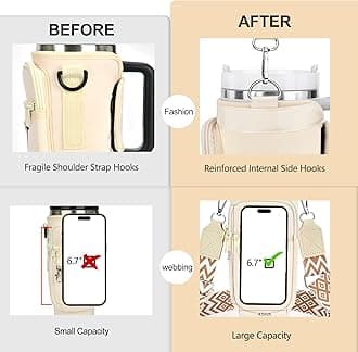LOKASS Water Bottle Holder with Strap for Stanley Cup 30 oz Tumbler, Personalized Initial Stanley Cup Accessories 30oz, Stanley Cup Carrier Bag for Walking, Valentine’s Day Gifts for Women, Men, Girls