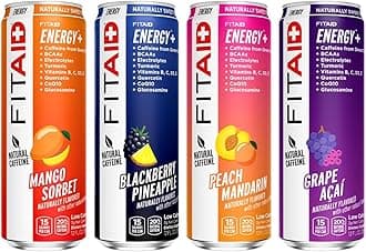 - LIFEAID FITAID Energy, 200mg Natural Caffeine, Keto, Variety Pack, Optimum Performance Formula: BCAAs, Quercetin, Electrolytes, Omega-3s, 15 Calories, Paleo, Vegan & Gluten-Free, 12 Fl Oz (Pack of 12)