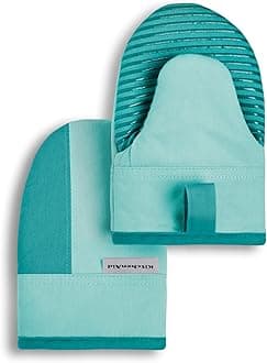 Beacon Two-Tone Non-Slip Mini Oven Mitt Set, Aqua Sky, 5.5"x8", 2 Piece