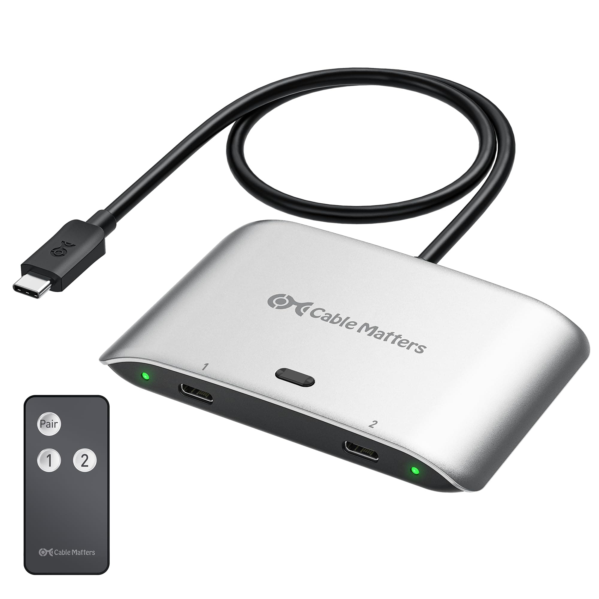Cable Matters 20Gbps USB C Switch for 2 Computers, Up to 8K@30Hz on Windows, 4K@60Hz on macOS, 140W PD, for Sharing a USB-C/Thunderbolt 4 Monitor or Dock (Not for Dock with an Attached Cable)